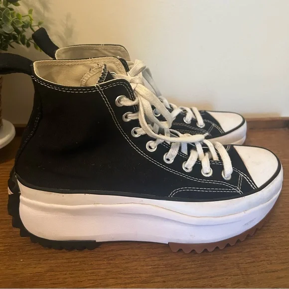Converse Run Star Hike Platform Canvas Unisex High Top Black Size 9.5 Women 8 Me - Picture 3 of 7